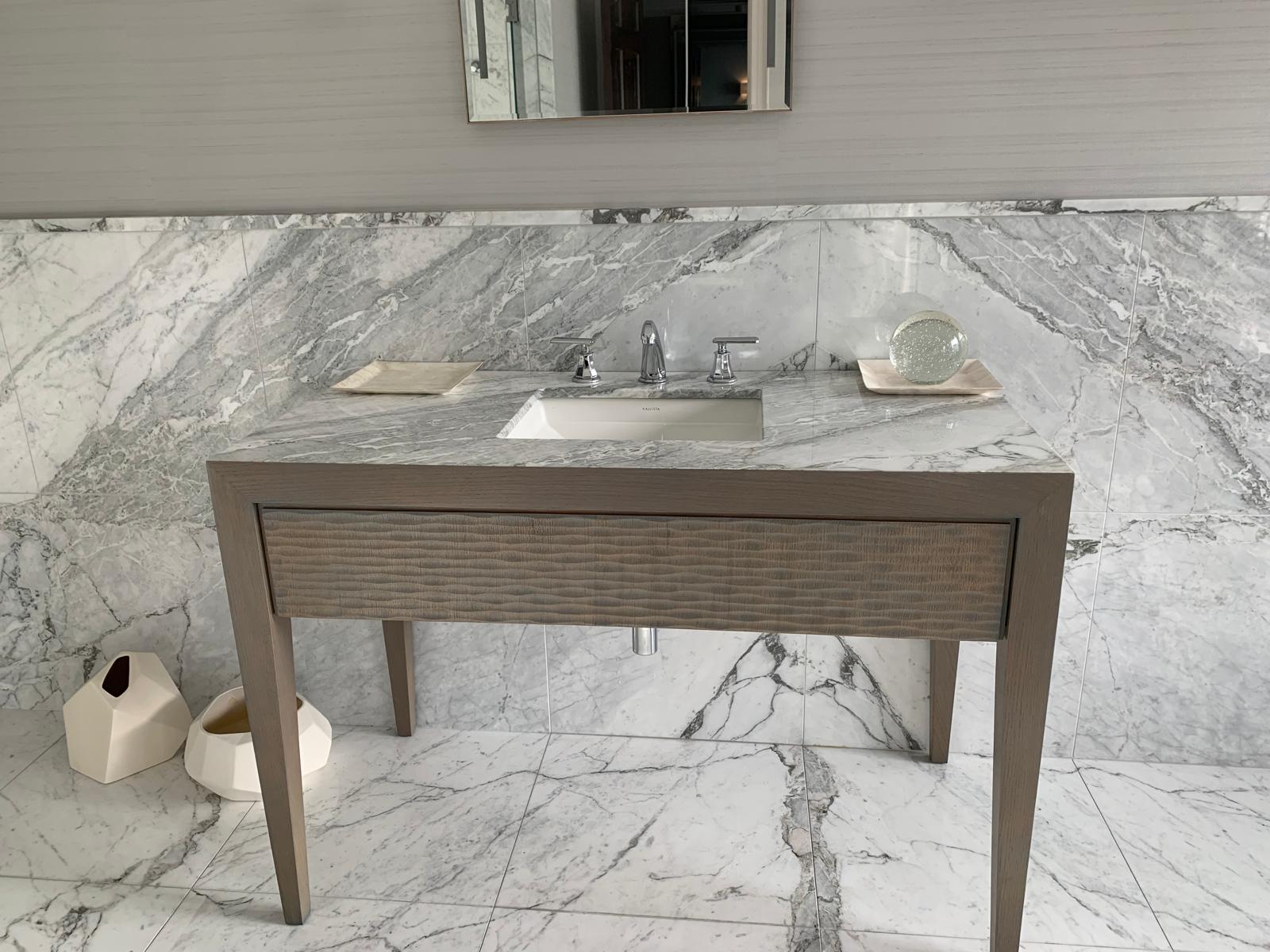 Polished marble vanity